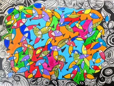 Peinture intitulée "P008" par Anne Cabon, Œuvre d'art originale, Acrylique