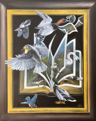绘画 标题为“Le livre des oiseaux” 由Isabelle Molinard, 原创艺术品, 丙烯