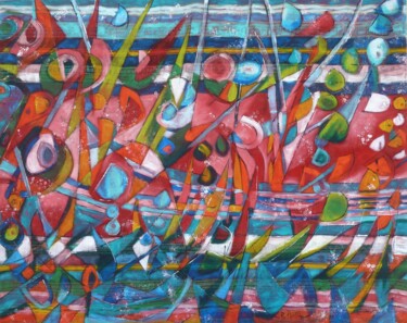 Peinture intitulée ""La Cavalerie"" par Barbara Piatti, Œuvre d'art originale, Huile Monté sur Châssis en bois