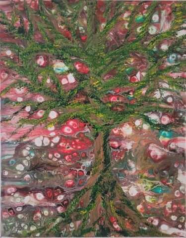Painting titled "Tree of love" by Dochka Docheva, Original Artwork, Acrylic Mounted on Wood Stretcher frame