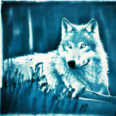 Digital Arts titled "CANIS LUPUS" by Josep Domènech, Original Artwork, AI generated image Mounted on Cardboard