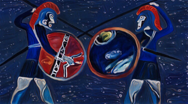 「Greek Warriors」というタイトルのデジタルアーツ Michele Poeniciaによって, オリジナルのアートワーク, デジタル絵画