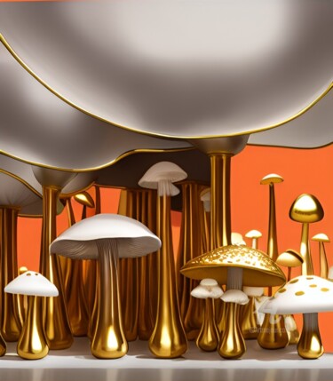 Prenten & gravures getiteld "Mushroom area  N°3" door Artynkom, Origineel Kunstwerk, Digitale afdruk