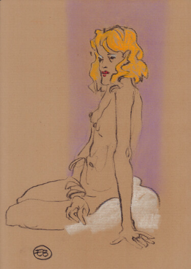 Drawing titled "A443 Ambre" by Etienne Bonnet, Original Artwork, Pastel