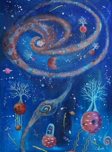Peinture intitulée "ROSES MOUVANTES" par Isabelle Zwang, Œuvre d'art originale, Aquarelle