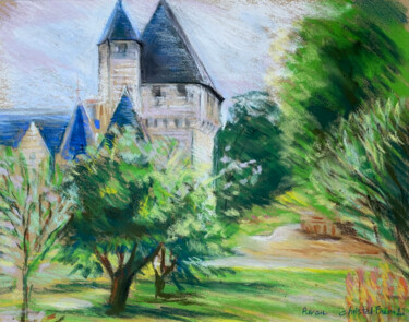 Tekening getiteld "Dans le jardin du c…" door Christel Fréon, Origineel Kunstwerk, Pastel Gemonteerd op Karton