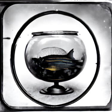 数字艺术 标题为“PRIVATE OCEAN” 由Josep Domènech, 原创艺术品, AI生成的图像 安装在纸板上
