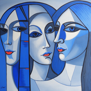 Peinture intitulée "The three muses" par Elli Popa, Œuvre d'art originale, Acrylique