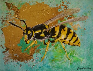 绘画 标题为“Vespula Vulgaris I…” 由Anja Semling, 原创艺术品, 丙烯 安装在木质担架架上