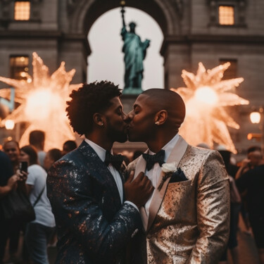 NY lover photos Homosexuality among black gay community USA Arts numériques intitulée "NY lover photos Ho…" par Raphael Perez, Œuvre d'art originale, Image générée par l'IA