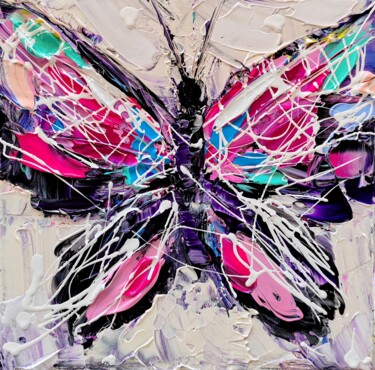 绘画 标题为“Butterfly life 1” 由Aliaksandra Tsesarskaya, 原创艺术品, 丙烯 安装在木质担架架上