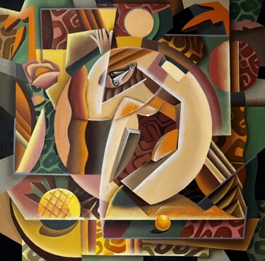 Painting titled "Information field g…" by Apollonas Soben, Original Artwork, Oil Mounted on Wood Stretcher frame