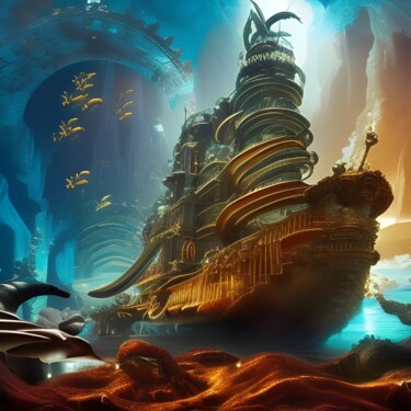 数字艺术 标题为“nave di Atlantide” 由Lorenzo Corti, 原创艺术品, AI生成的图像