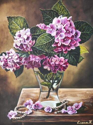 Hydrangea 绘画 标题为“Hydrangea” 由Elena Kozyutenko, 原创艺术品, 油 安装在木质担架架上