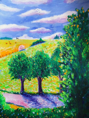 「douce campagne」というタイトルの絵画 Ludovic Catryによって, オリジナルのアートワーク, アクリル