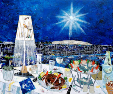Peinture intitulée "Un soir d'été au Fe…" par Jean-Pierre Borderie, Œuvre d'art originale, Acrylique Monté sur Châssis en bo…