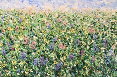 Large Lupine Flowers Impasto Oil Painting On Canvas Original 제목이 "Large Lupine Flower…"인 미술작품 Vilma Gataveckiene로, 원작, 기름