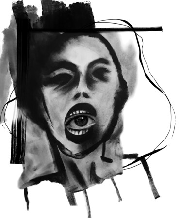 Digital Arts titled "The Nightmare | dar…" by Dounia Jaaboub, Original Artwork, Digital Painting
