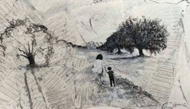 Peinture intitulée "Chant de terre" par Hela Ellouze, Œuvre d'art originale, Acrylique