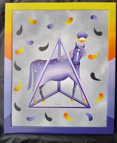 Painting titled "Cheval" by Orccia/Roccia, Original Artwork, Acrylic Mounted on Wood Stretcher frame