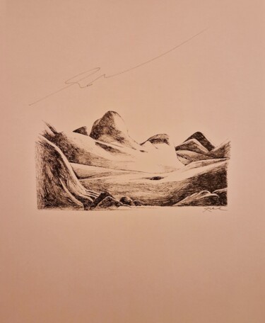 「Dunes 17/4/23」というタイトルの描画 Karl Robialによって, オリジナルのアートワーク, インク