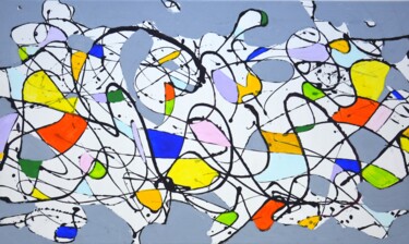 Painting titled "Abstraction 112." by Iryna Kastsova, Original Artwork, Acrylic Mounted on Wood Stretcher frame