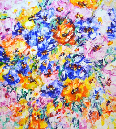 绘画 标题为“Flowers 50.” 由Iryna Kastsova, 原创艺术品, 丙烯 安装在木质担架架上