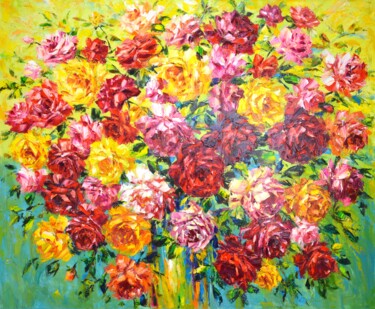 绘画 标题为“Bright bouquet of f…” 由Iryna Kastsova, 原创艺术品, 油 安装在木质担架架上