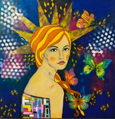 Collages intitulée "Freedom" par Art&B, Œuvre d'art originale, Collages Monté sur Châssis en bois