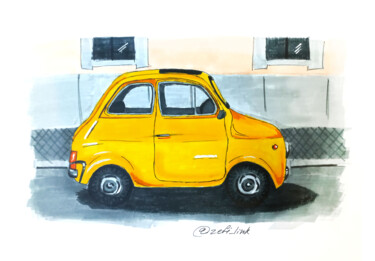 Рисунок под названием "El coche amarillo m…" - Zefi Link, Подлинное произведение искусства, Маркер