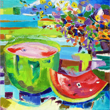 绘画 标题为“Watermelon Oil Pain…” 由Helen, 原创艺术品, 油