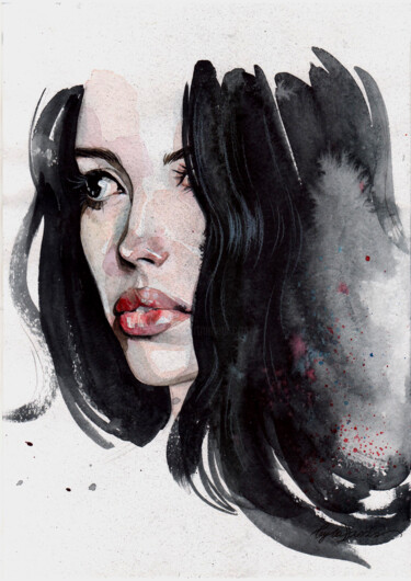 Peinture intitulée ""Drops"" par Leyla Zhunus, Œuvre d'art originale, Aquarelle