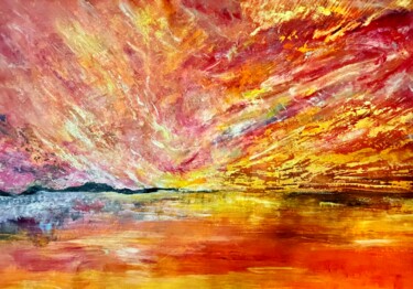绘画 标题为“Flames In Heaven” 由Andrea Schiavetta, 原创艺术品, 丙烯 安装在木质担架架上