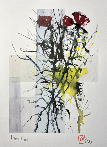 Pittura intitolato "I tuoi fiori" da Yūrei, Opera d'arte originale, Acquarello