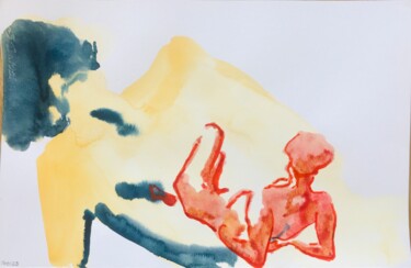 Peinture intitulée "Nu masculin_#5" par Pierre Charpentier, Œuvre d'art originale, Aquarelle