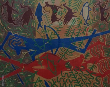 Painting titled "Hunting Party" by Muayad Muhsin, Original Artwork, Oil