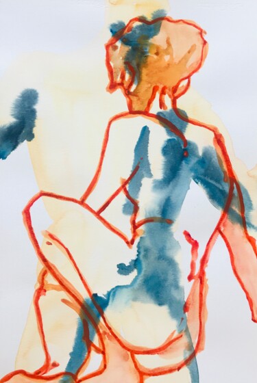 Peinture intitulée "Nu masculin_#8" par Pierre Charpentier, Œuvre d'art originale, Aquarelle