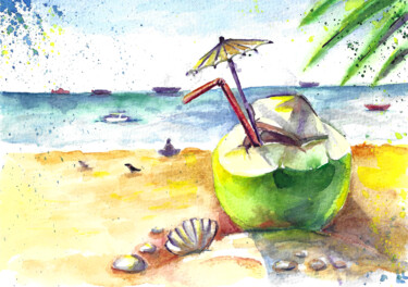 Painting titled "Landscape of Thaila…" by Dizlarka, Original Artwork, Watercolor