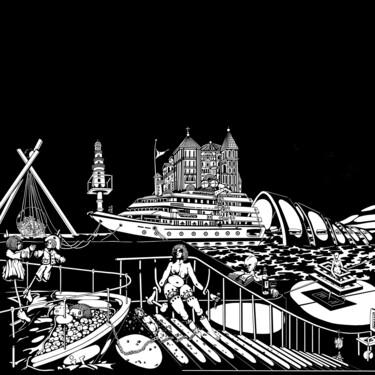图画 标题为“" ATMOSPHèRE 8 "-TI…” 由Philippe Renou, 原创艺术品, 墨