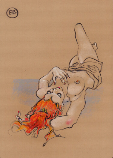Tekening getiteld "A710 Catherine" door Etienne Bonnet, Origineel Kunstwerk, Pastel