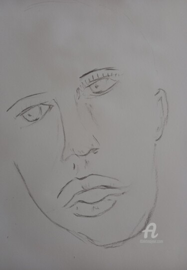Drawing titled "Ebauche d' un portr…" by Roberto Urbano, Original Artwork, Charcoal
