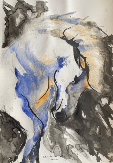 제목이 "Horse 1"인 미술작품 Daria Kamishanova로, 원작, 수채화