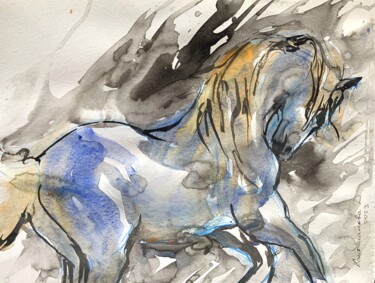 제목이 "Horse 2"인 미술작품 Daria Kamishanova로, 원작, 수채화