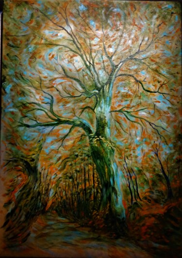 Painting titled "Symphonie automnale…" by Vincent Thoviste, Original Artwork, Acrylic Mounted on Wood Stretcher frame