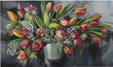 009_Spring bouquet_450x270_2023 Painting titled "009_Spring bouquet_…" by Sviatlana Danskaya, Original Artwork, Watercolor