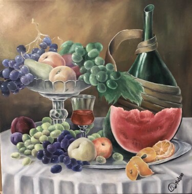 绘画 标题为“Nature Morte” 由Léa Melkonyan, 原创艺术品, 油 安装在木质担架架上
