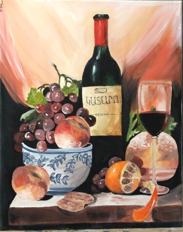 Peinture intitulée "Nature morte acryli…" par Léa Melkonyan, Œuvre d'art originale, Acrylique Monté sur Châssis en bois