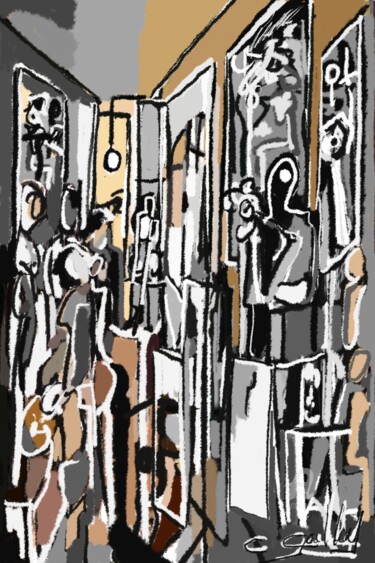 Schilderij getiteld "Le peintre du cœur" door Cédric Gaillard, Origineel Kunstwerk, Olie