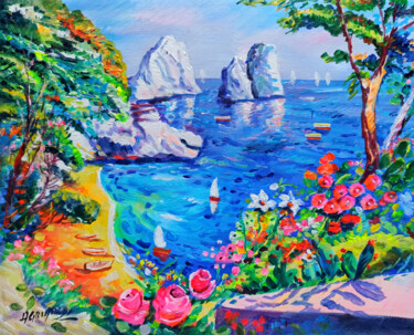 Pittura intitolato "Descent to the sea…" da Alfredo Grimaldi, Opera d'arte originale, Acrilico Montato su Telaio per barella…