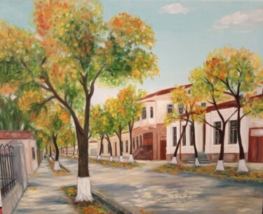 Painting titled "Farewell summer gre…" by Inga Shaihrazieva, Original Artwork, Oil
